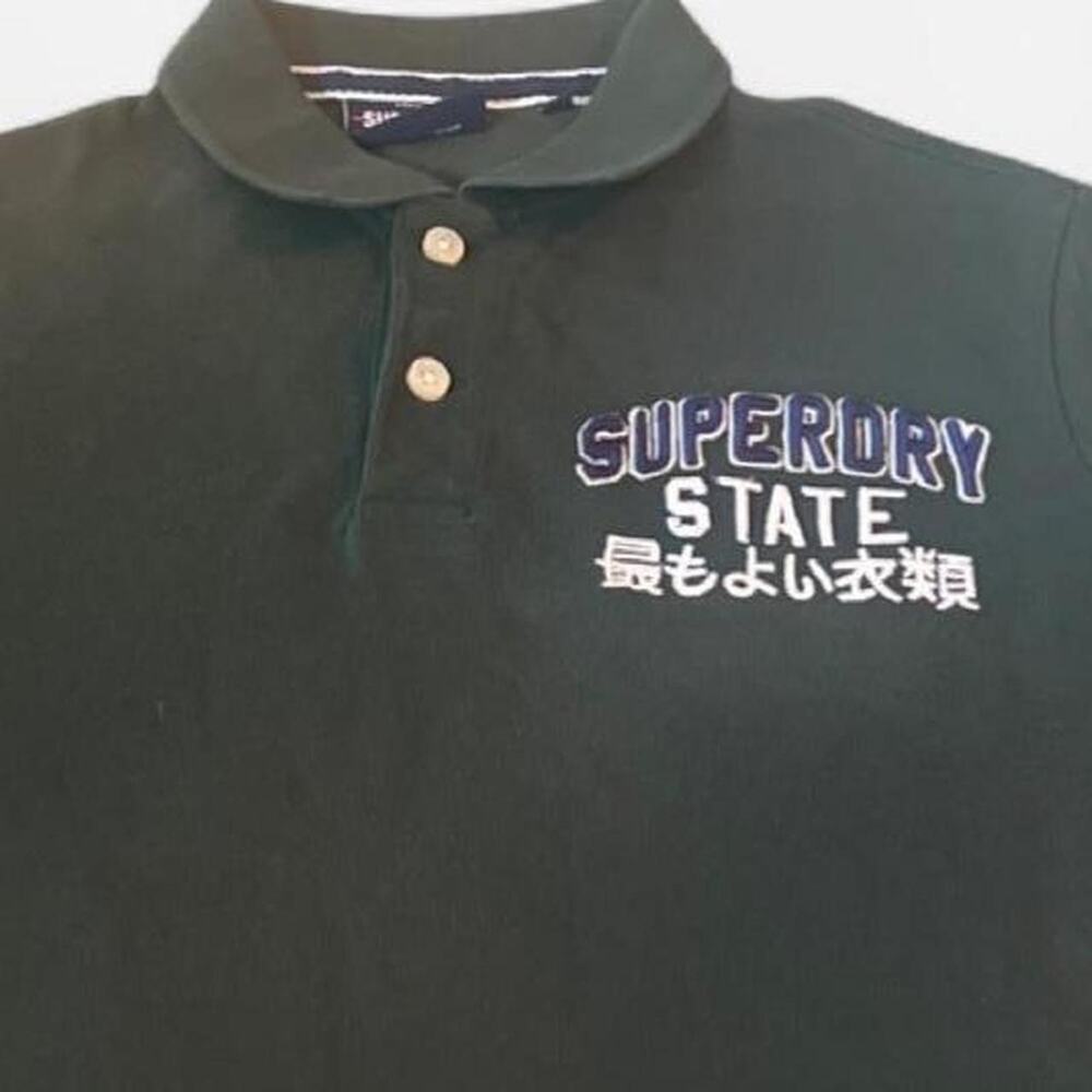 Superdry Men’s Green Graphic Polo Shirt – Size Medium